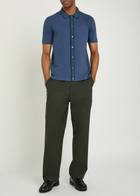 PS Paul Smith Striped-trim Piqué Stretch-cotton Shirt Blue