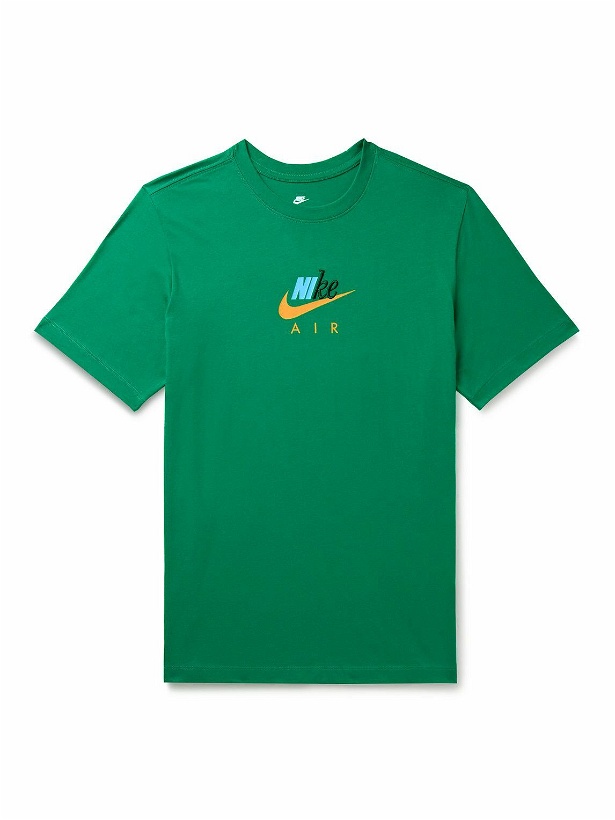 Photo: Nike - Connect Slim-Fit Logo-Print Embroidered Cotton-Jersey T-Shirt - Green