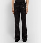 AMIRI - Flared Embroidered Velvet Suit Trousers - Black