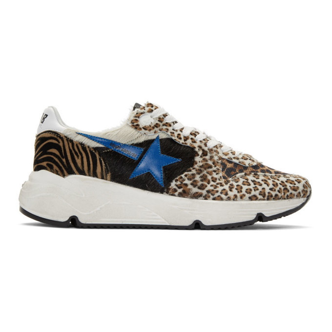Photo: Golden Goose White and Brown Zoo Puzzle Running Sneakers