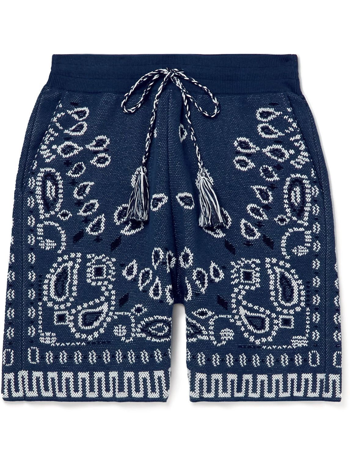 Bandana Cotton Blend Shorts in Blue - Alanui