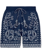Alanui - Straight-Leg Bandana-Jacquard Cotton-Blend Drawstring Shorts - Blue