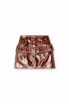 Diesel Patent-leather miniskirt with belt - Skirts Womens in Red