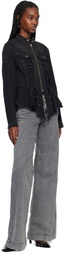 Versace Jeans Couture Black Lace-Up Denim Jacket