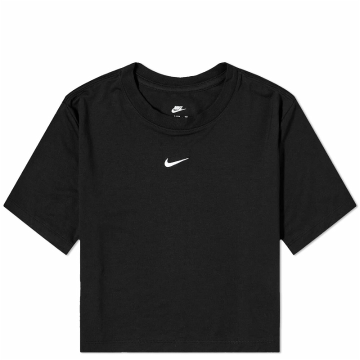 Photo: Nike Women's Essential Slim Crop Swoosh T-Shirt in Black