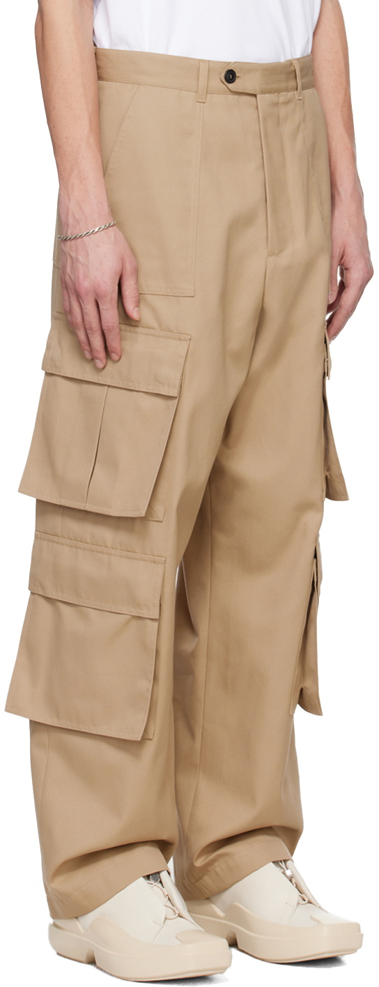 Lownn Beige Wide Leg Cargo Pants