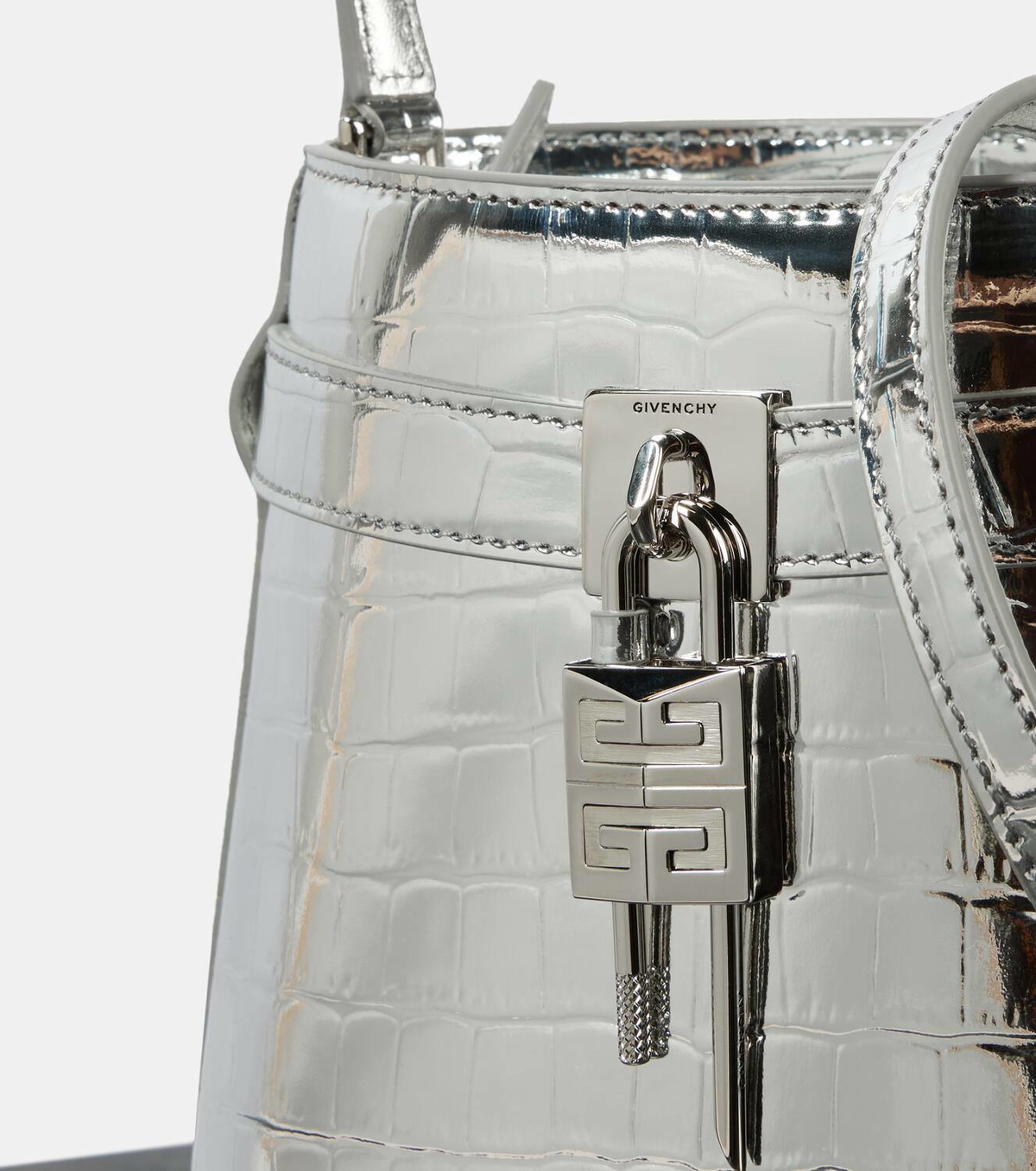 Givenchy Shark Lock croc-effect metallic leather bucket bag