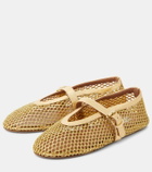 Alaïa Fishnet metallic leather ballet flats