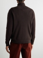 MILES LEON - Slim-Fit Ribbed Merino Wool and Cashmere-Blend Rollneck Sweater - Brown