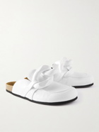 JW Anderson - Embellished Leather Backless Loafers - White