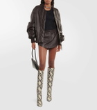 Paris Texas Stiletto snake-print leather knee-high boots