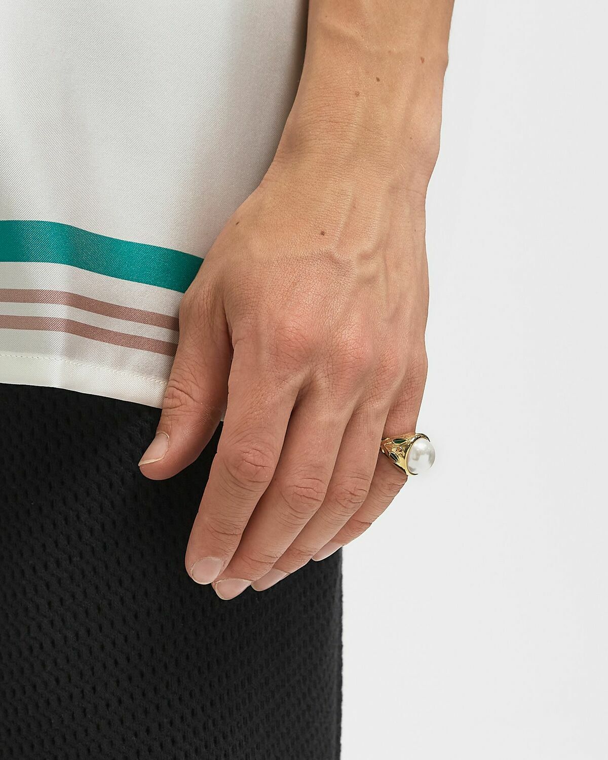 Casablanca PEARL SIGNET RING orange Mens Jewellery
