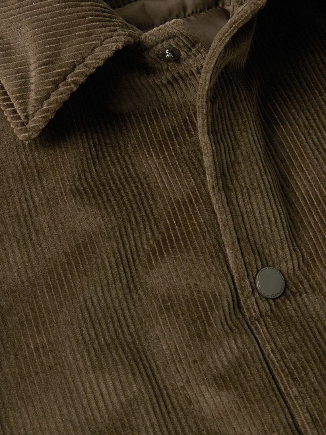Canali - Leather-Trimmed Cotton-Corduroy Blouson Jacket - Green