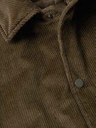 Canali - Leather-Trimmed Cotton-Corduroy Blouson Jacket - Green