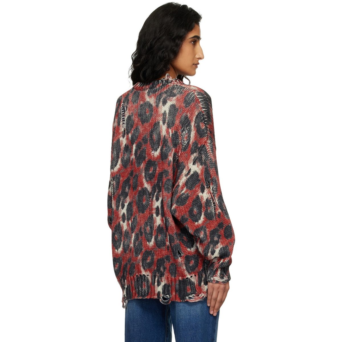 R13 Red & Black Printed Oversized Sweater