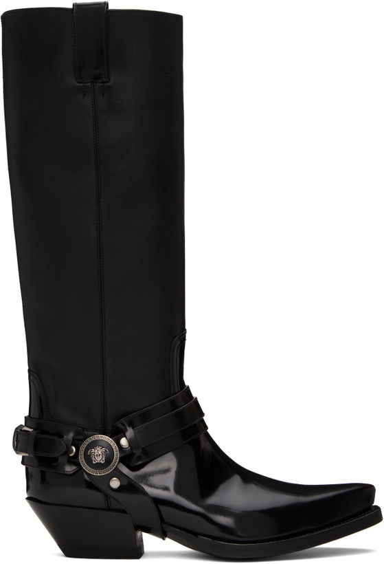 Photo: Versace Black Texano Knee-High Tall Boots