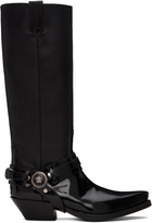 Versace Black Texano Knee-High Tall Boots