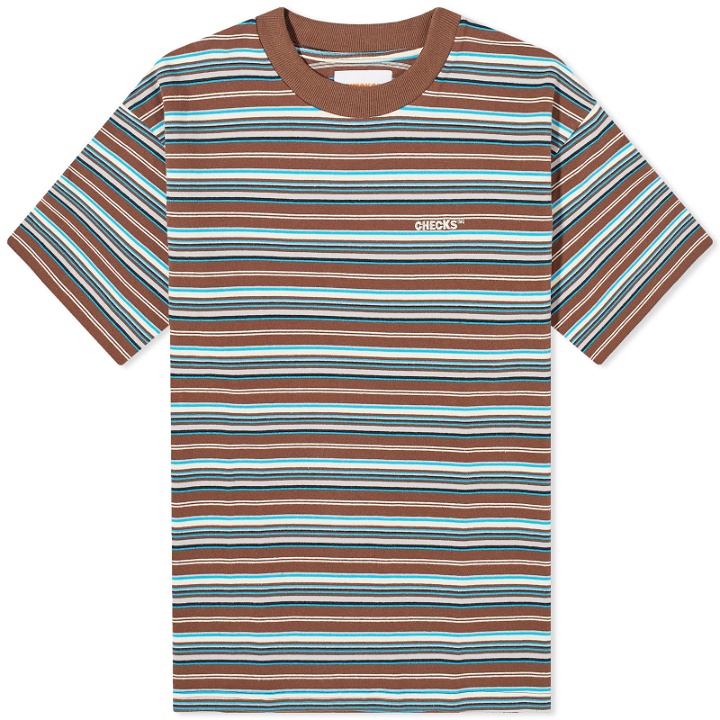 Photo: Checks Downtown Men's Stripe T-Shirt in Brown/Blue