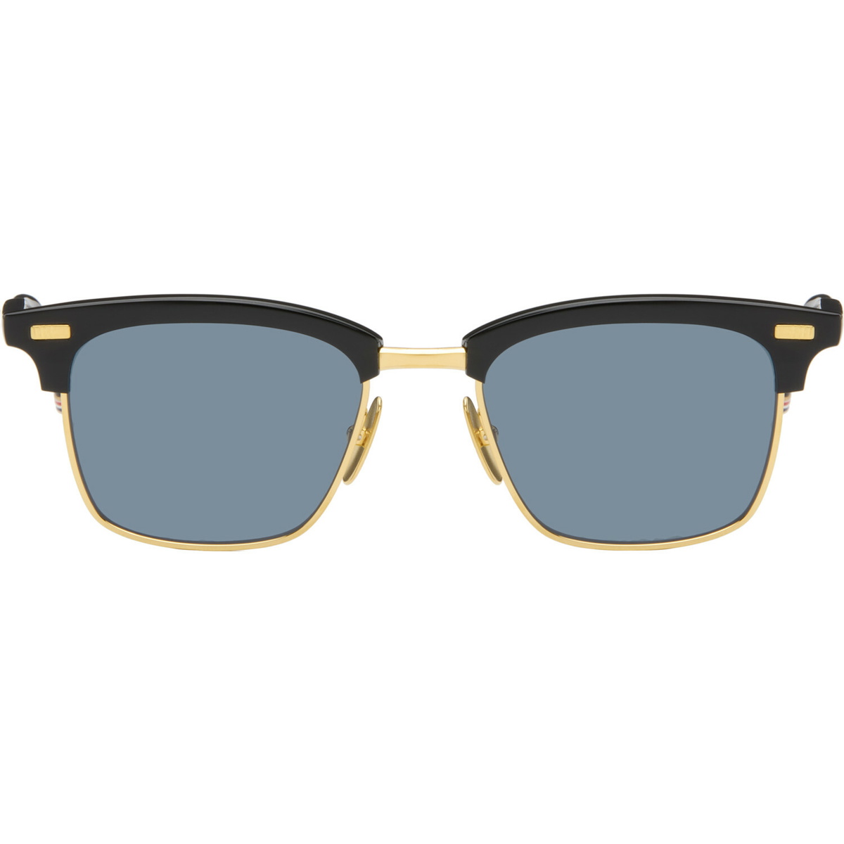 Thom Browne Black Acetate & Titanium Rectangular Sunglasses