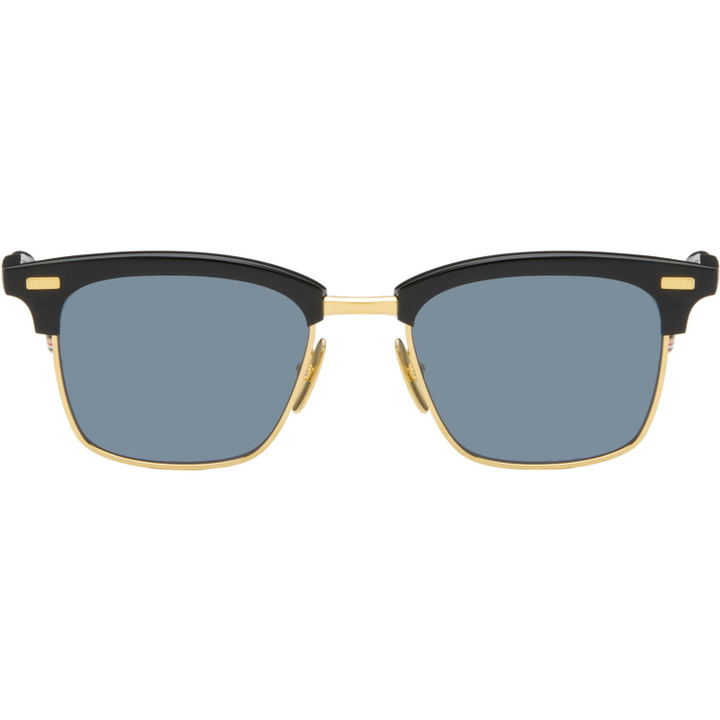 Photo: Thom Browne Black Acetate & Titanium Rectangular Sunglasses