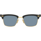 Thom Browne Black Acetate & Titanium Rectangular Sunglasses