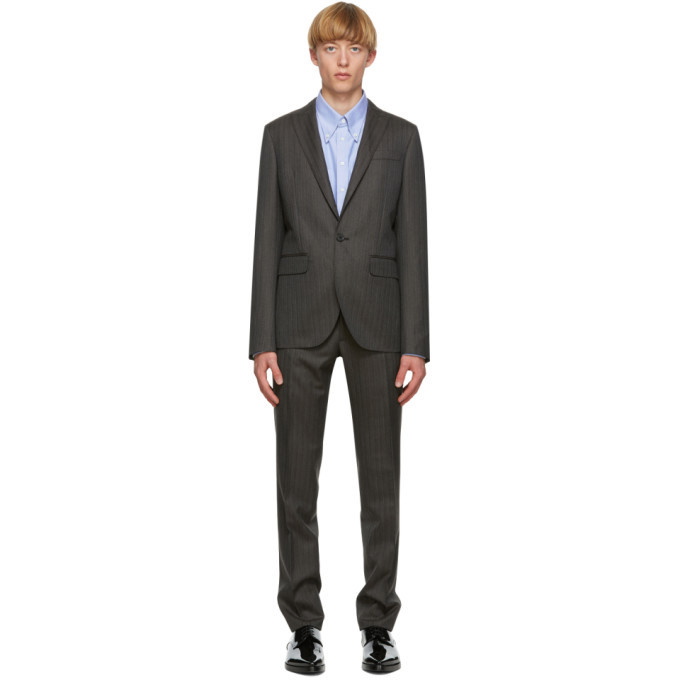 Photo: Dsquared2 Grey Wool Striped Tokyo Fit Suit
