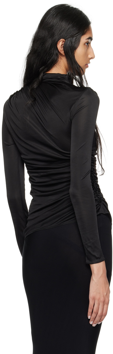 Atlein Black Ruched Long Sleeve Turtleneck
