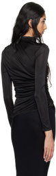 Atlein Black Ruched Long Sleeve Turtleneck