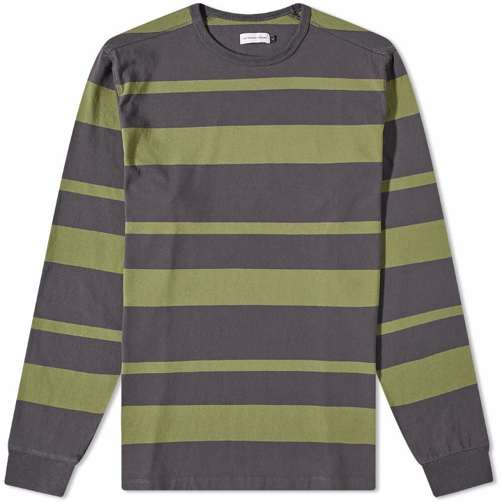 Photo: Pop Trading Company Men's Long Sleeve Broad Stripe Logo T-Shirt in Olivine