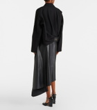 Loewe Asymmetric draped leather midi skirt