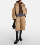 Sacai Leather-trimmed cotton blouson jacket