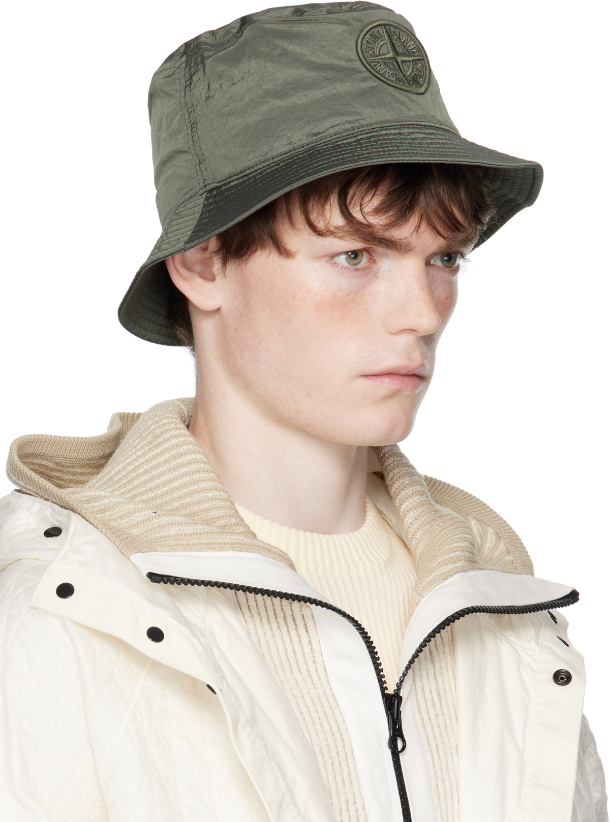 Stone Island Khaki 9100012 Nylon Metal ECONYL Bucket Hat