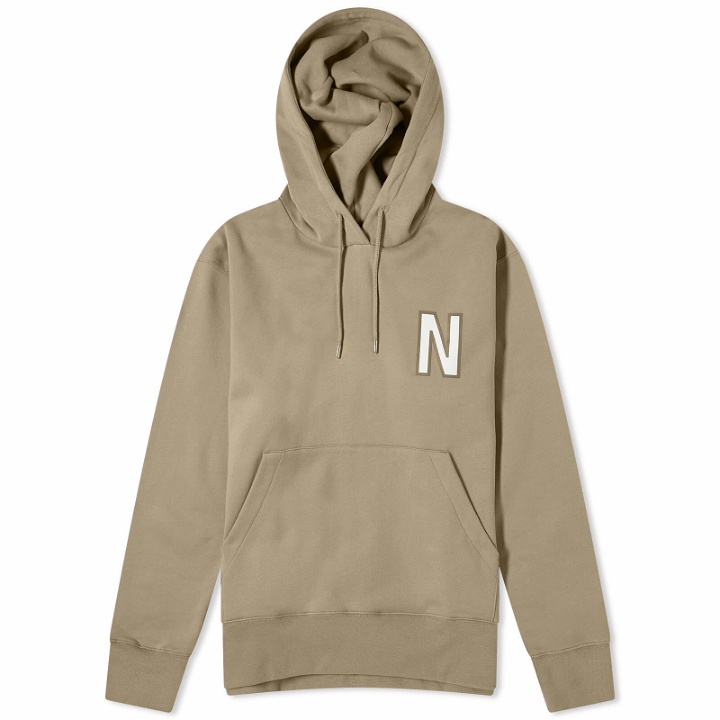 Photo: Norse Projects Men's Arne Relaxed N Logo Hoodie in Clay