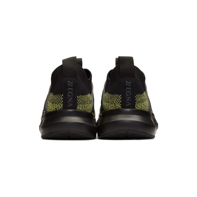 Z Zegna Black and Yellow TechMerino Sneakers