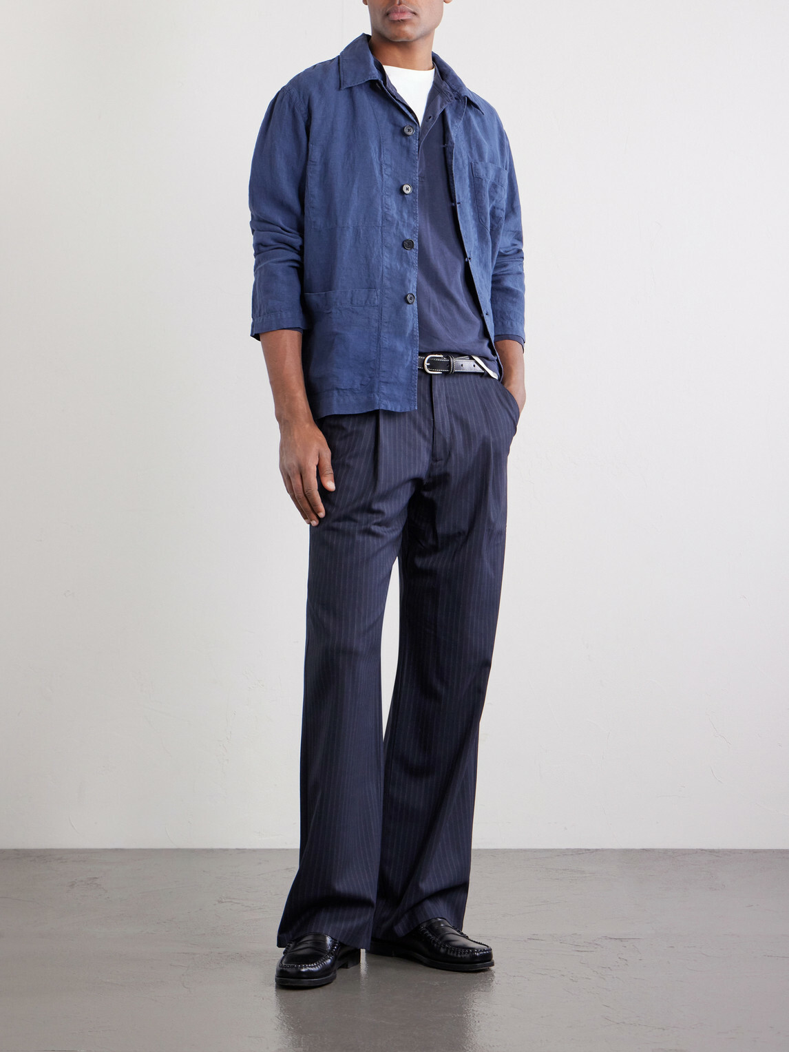 Hartford - Perry Linen and Cotton-Blend Woven Jacket - Blue