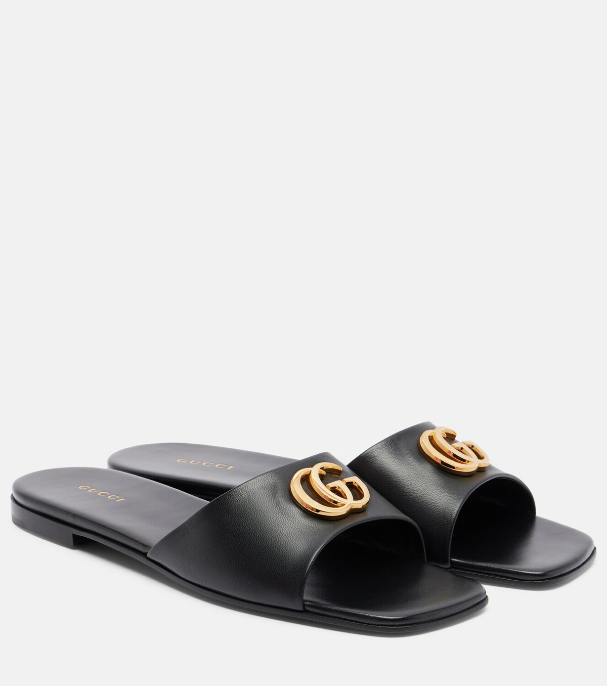 Gucci Double G leather slides