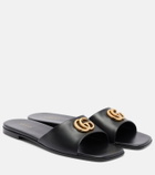 Gucci Double G leather slides