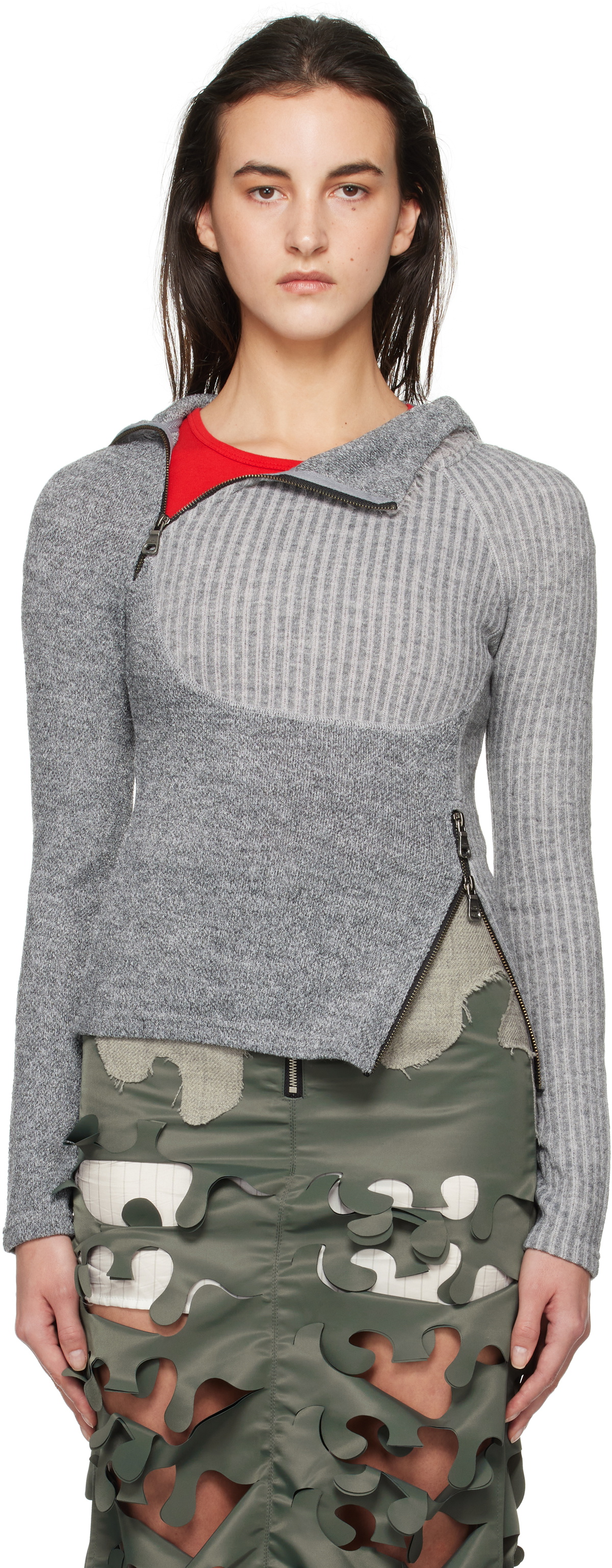 Andersson Bell Gray Tight Ribbed Combination Hoodie