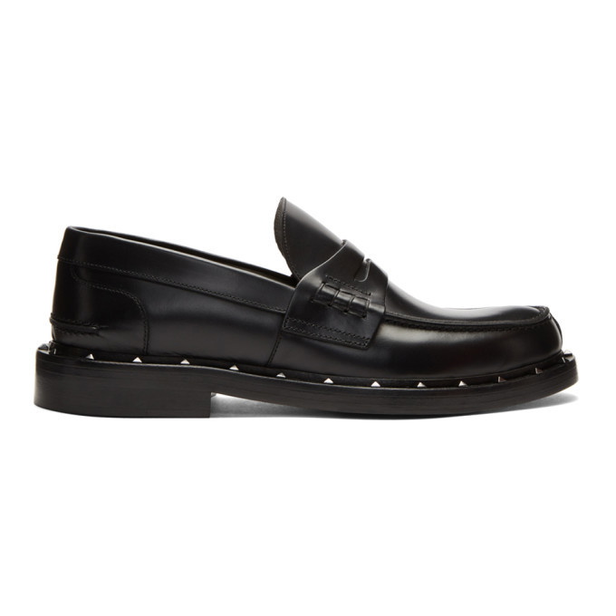 Photo: Valentino Black Valentino Garavani Studded Moccasin Loafers