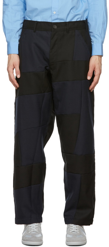 Photo: Comme des Garçons Shirt Black & Navy Patchwork Trousers