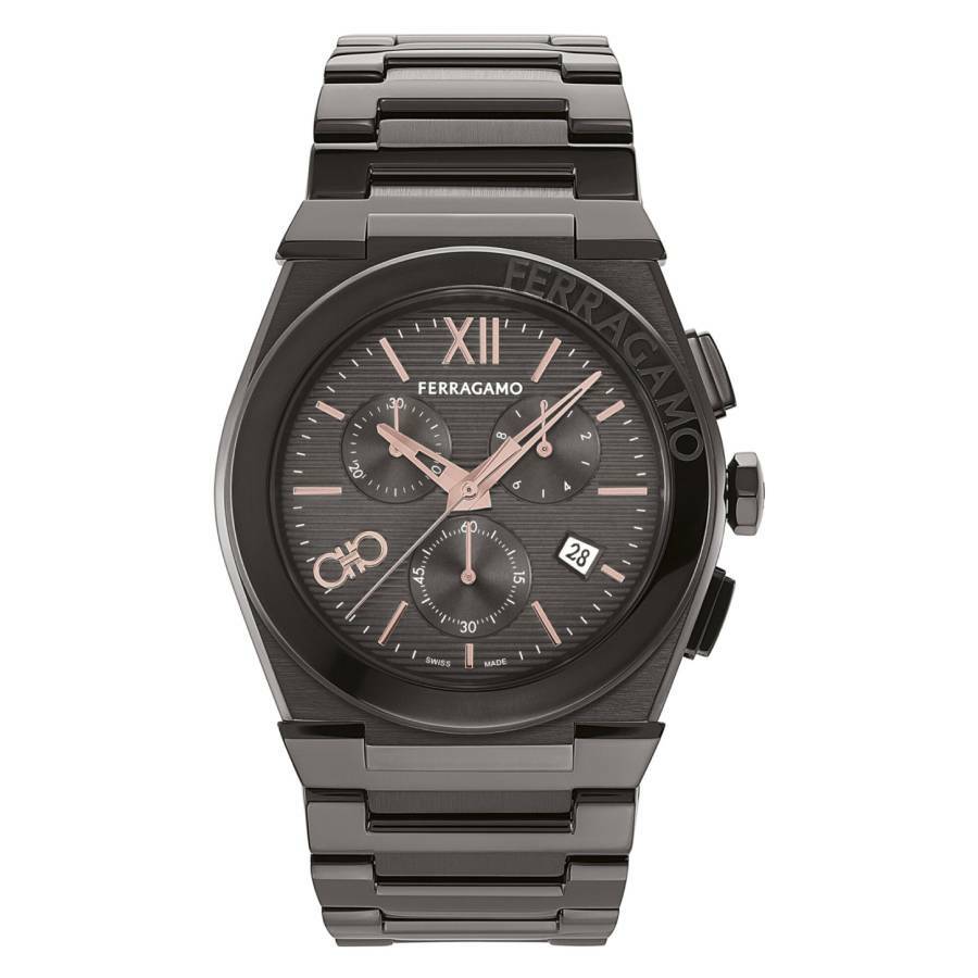 Ferragamo Vega Chrono Quartz Grey Dial Mens Watch SFMR01124