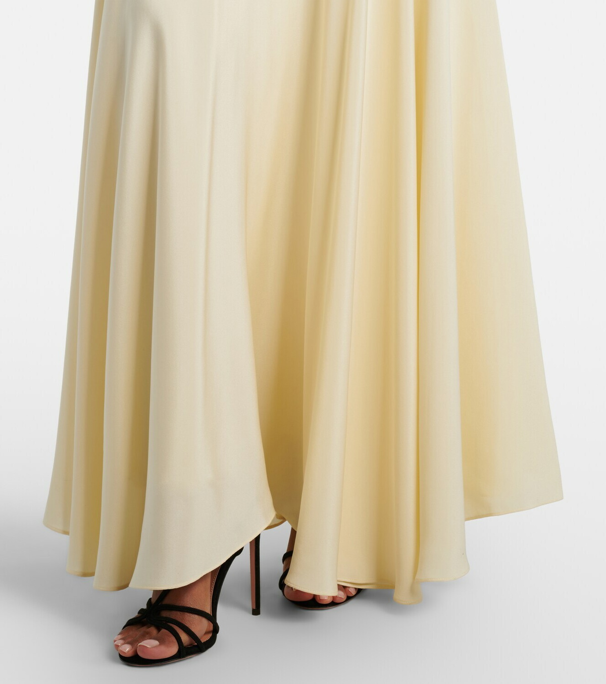 Rodarte Velvet-trimmed silk crêpe maxi dress