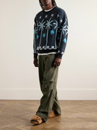 Wacko Maria - Intarsia-Knit Sweater - Blue