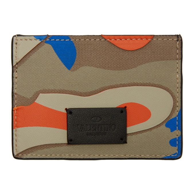 Photo: Valentino Blue and Orange Valentino Garavani Camo Card Holder