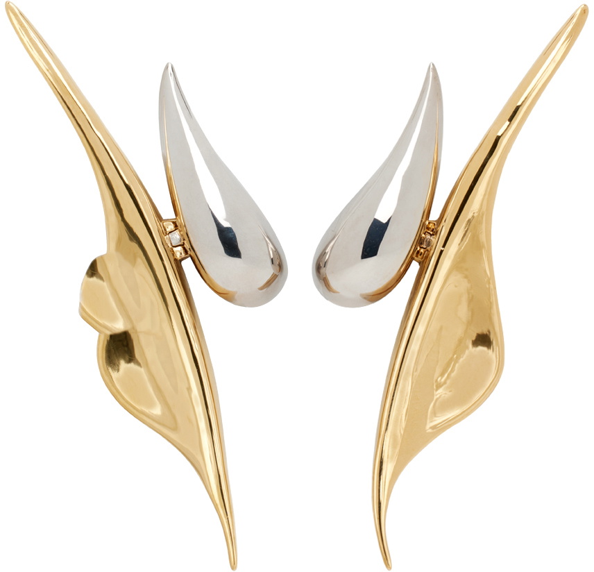 Mugler Silver & Gold Chili Earrings