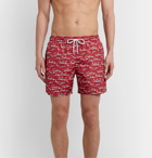 Drake's - Mid-Length Printed Swim Shorts - Red