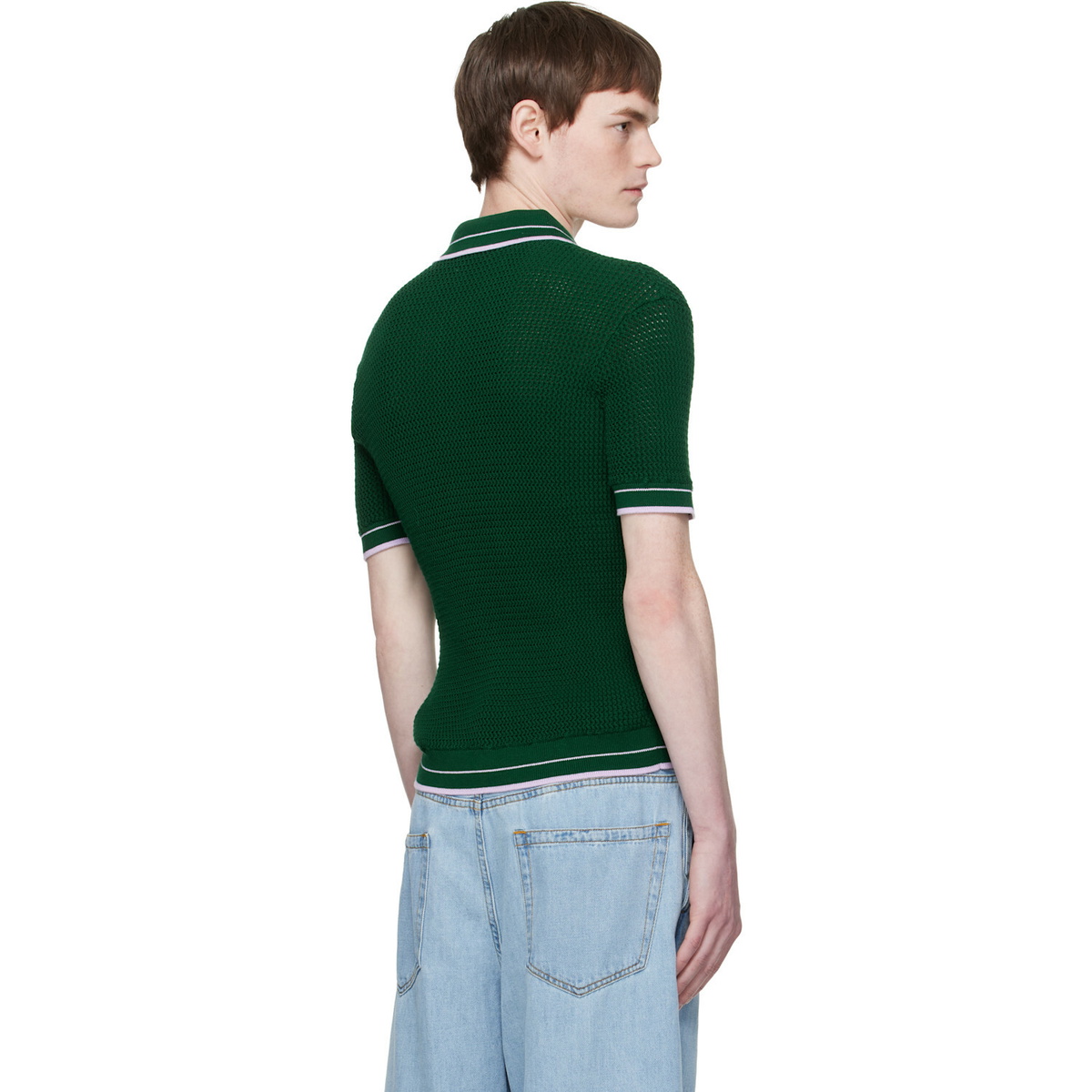 Casablanca Green Mock Mini Crochet Polo