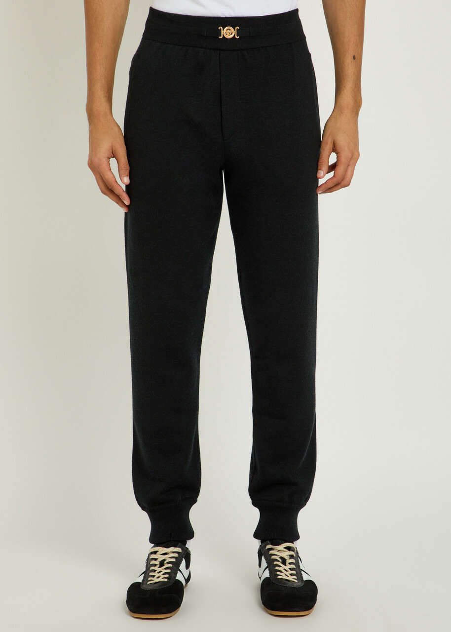 Versace Cotton and Cashmere-blend Trousers Black