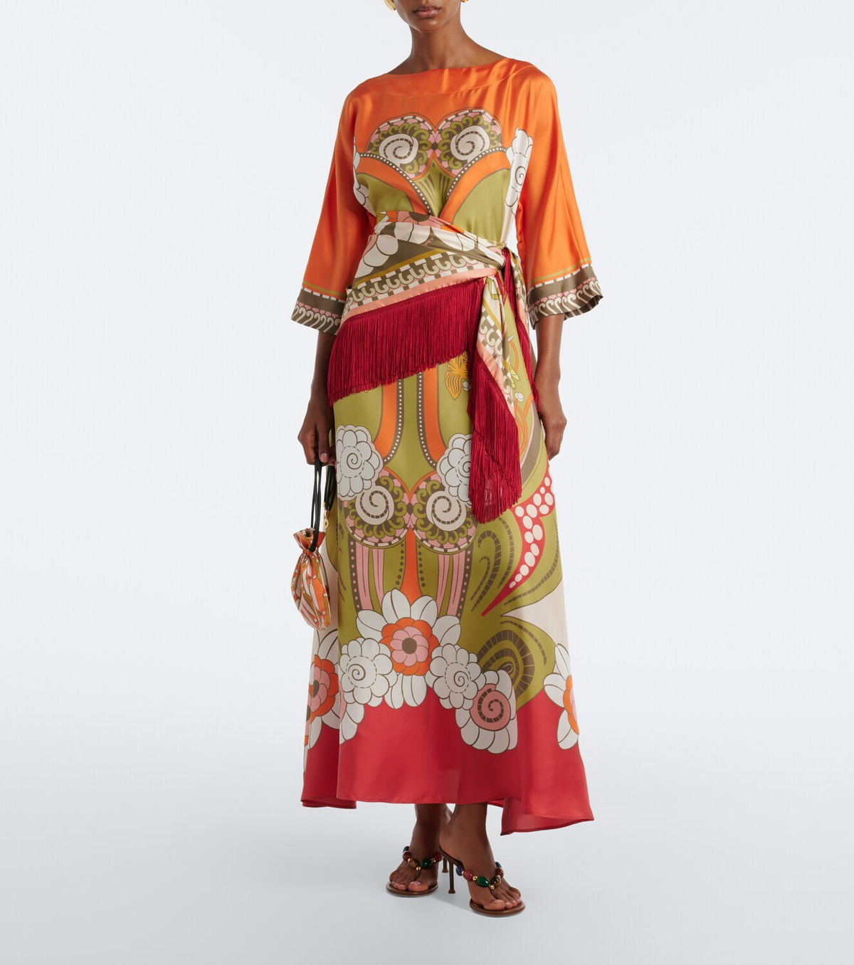 La DoubleJ Fringed printed silk twill scarf