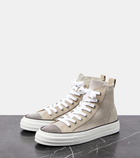 Brunello Cucinelli Leather-trimmed high-top sneakers